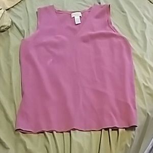 Pink V-neck sweater top.